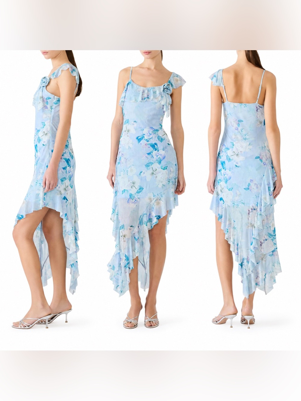 NWT Steve Madden Sorellia Floral Asymmetrical Ruffle Dress M $79